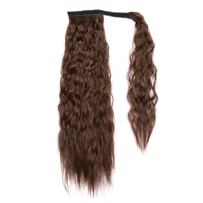 Lång Lockig Hästsvans – Fästes med Kardborreband, Naturligt Utseende