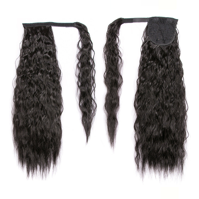 Lång Lockig Hästsvans – Fästes med Kardborreband, Naturligt Utseende