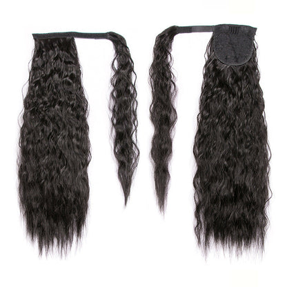 Lång Lockig Hästsvans – Fästes med Kardborreband, Naturligt Utseende