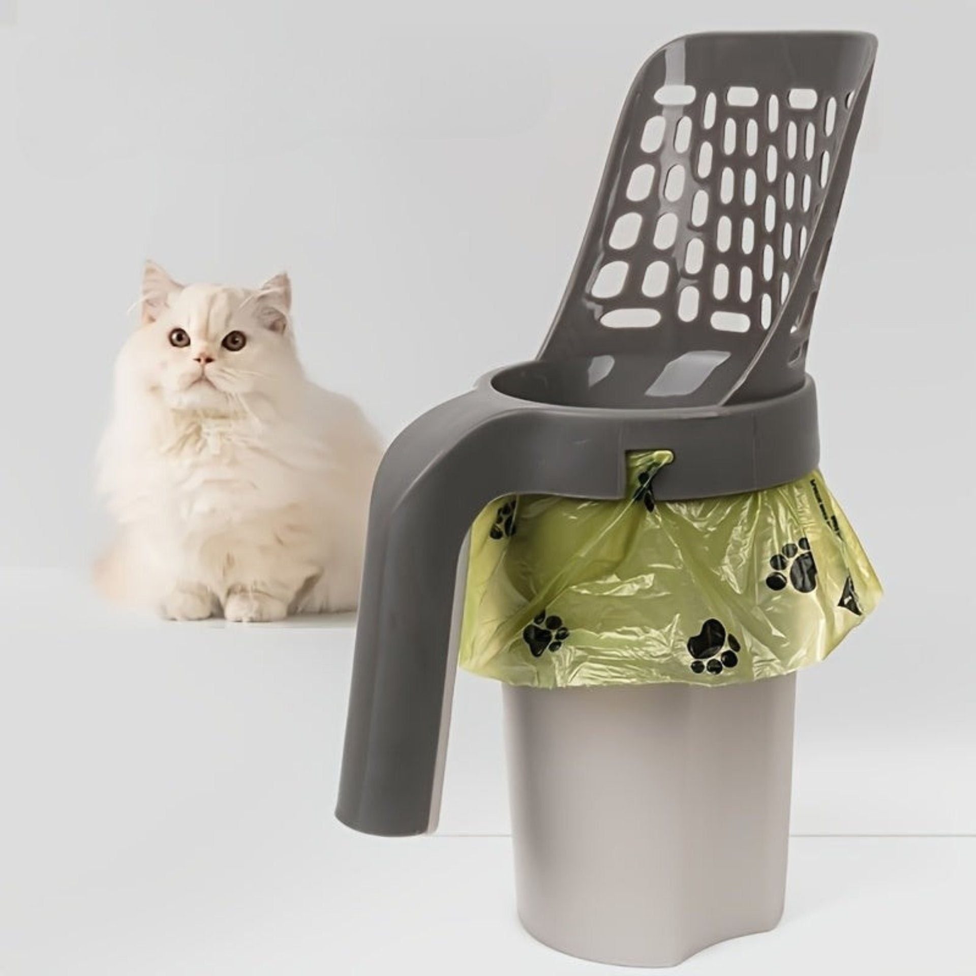 Stor Kapacitet Kattlådeskopa med Stativ, Plast