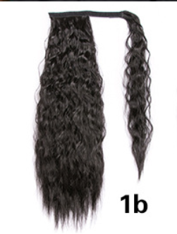 Lång Lockig Hästsvans – Fästes med Kardborreband, Naturligt Utseende