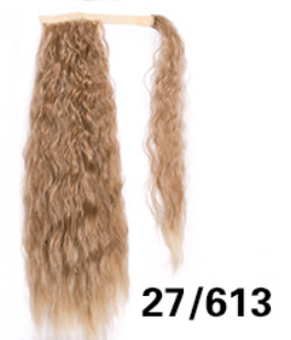 Lång Lockig Hästsvans – Fästes med Kardborreband, Naturligt Utseende