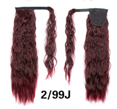 Lång Lockig Hästsvans – Fästes med Kardborreband, Naturligt Utseende