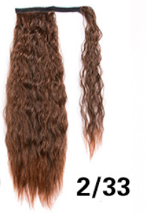 Lång Lockig Hästsvans – Fästes med Kardborreband, Naturligt Utseende