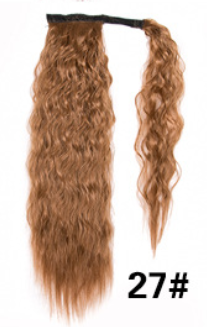 Lång Lockig Hästsvans – Fästes med Kardborreband, Naturligt Utseende