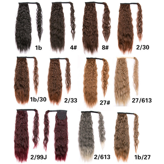 Lång Lockig Hästsvans – Fästes med Kardborreband, Naturligt Utseende