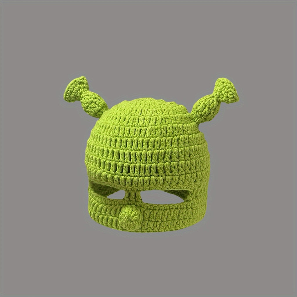 Froggy Mössa, Grön Virkad Vintermössa, Unisex