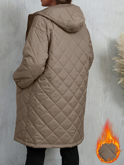 Quiltad jacka dam – elegant lila med huva & dragkedja