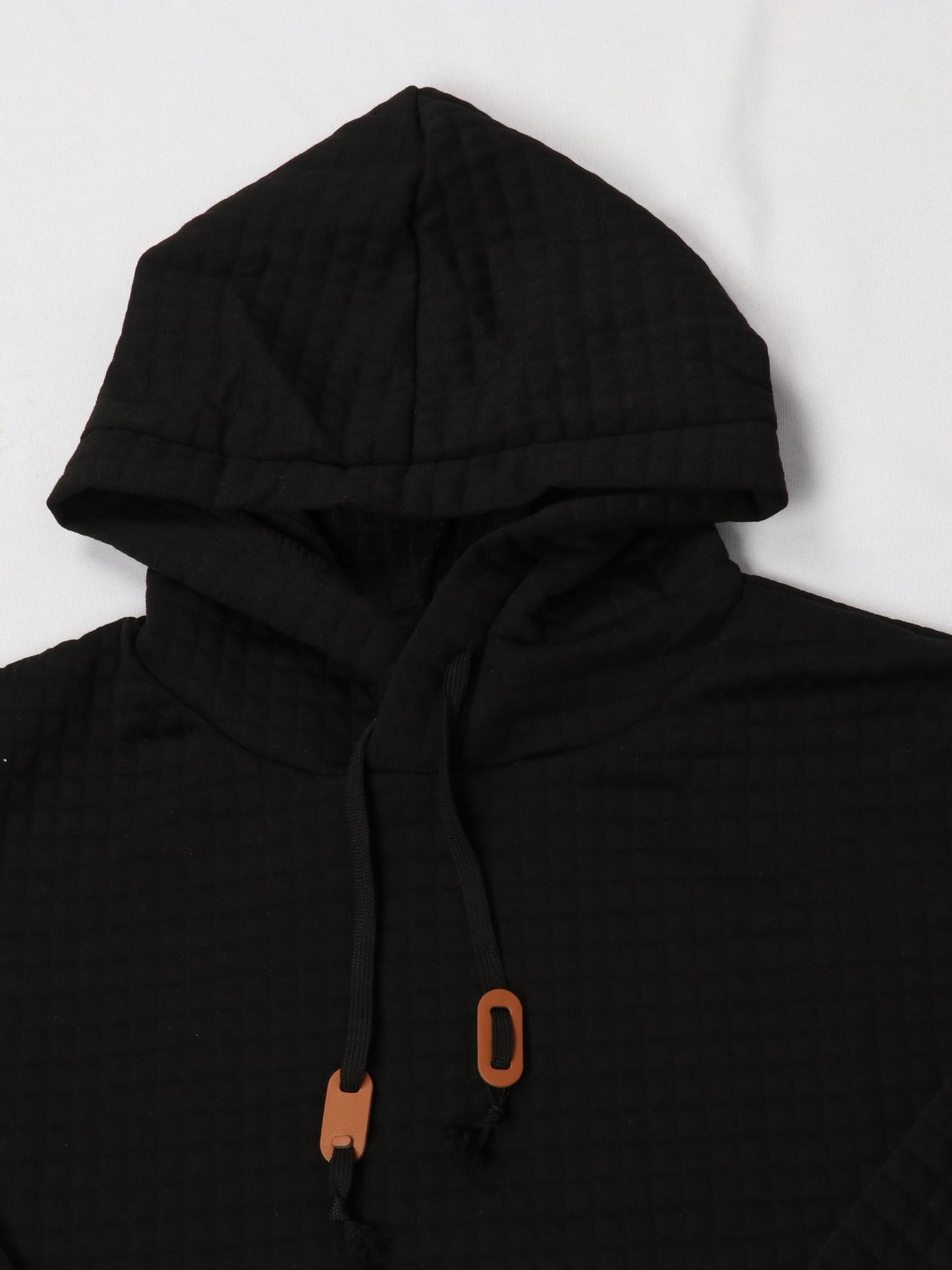 Bohemisk hoodie herr – rutigt långärmad pullover med orange detaljer