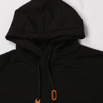 Bohemisk hoodie herr – rutigt långärmad pullover med orange detaljer