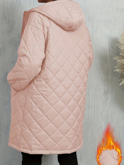 Quiltad jacka dam – elegant lila med huva & dragkedja