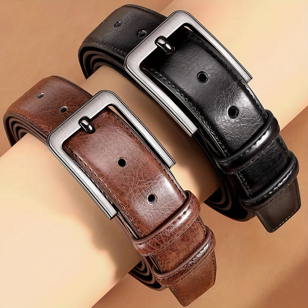 2-pack Stilrena Herrbälten i Läder – Klassisk Stil för Jeans & Vardag