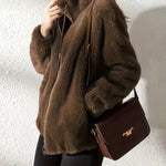 Damjacka röd – mjuk fuskpäls med dragkedja