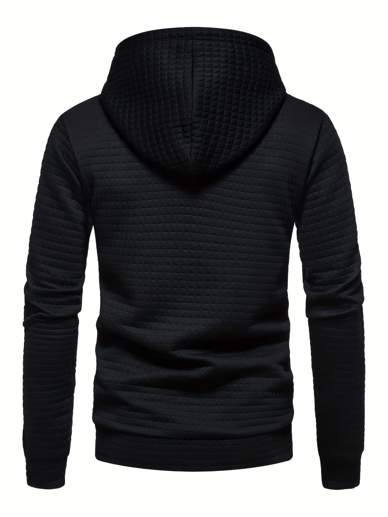 Bohemisk hoodie herr – rutigt långärmad pullover med orange detaljer