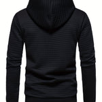 Bohemisk hoodie herr – rutigt långärmad pullover med orange detaljer