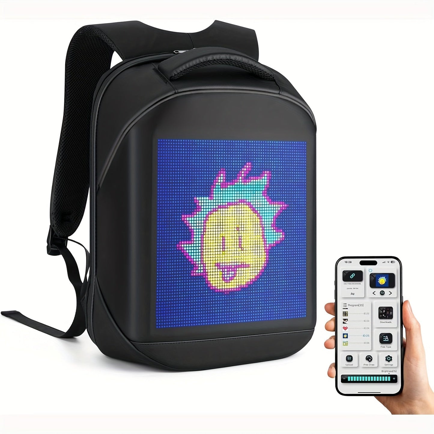 LED-Ryggsäck med Fullfärgsdisplay, Programmerbar