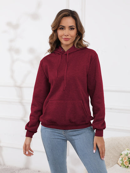 Fleecefodrad hoodie dam – grå med huva & magficka