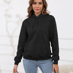 Fleecefodrad hoodie dam – grå med huva & magficka