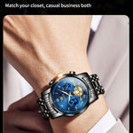 Klocka Andreas (klassisk herrklocka i stål med romerska siffror & månfas)