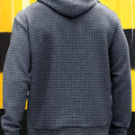 Bohemisk hoodie herr – rutigt långärmad pullover med orange detaljer