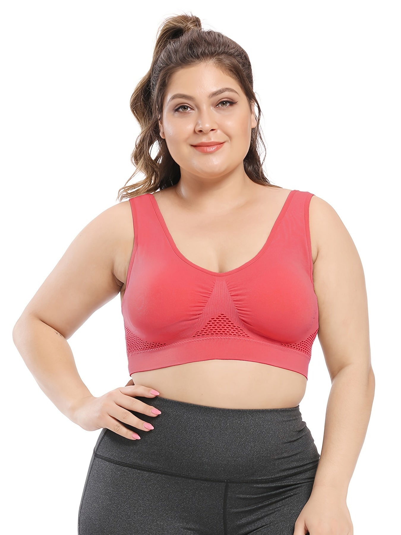 Sömlös sport-bh plus size – andningsbar med push-up & uttagbara inlägg