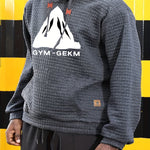 Bohemisk hoodie herr – rutigt långärmad pullover med orange detaljer