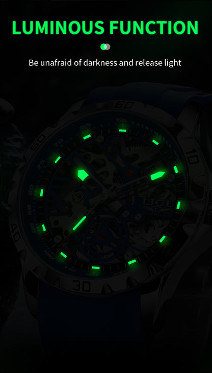 Klocka Patrik (automatisk herrklocka med håldesign & silikonarmband)