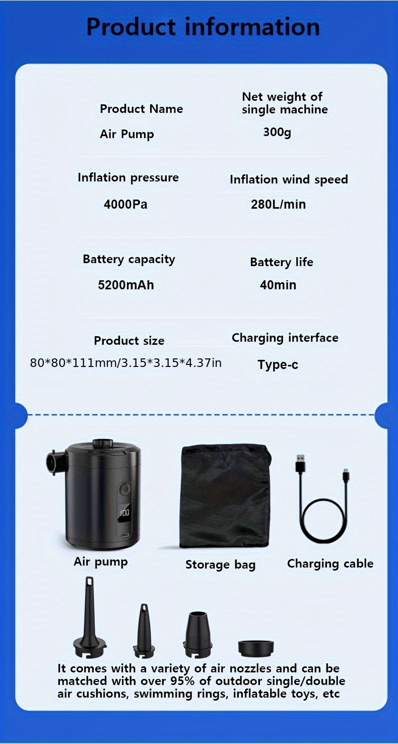 Outdoor wireless electric inflatable portable camping inflatable sofa tent swimming ring air pump inflatable mattress