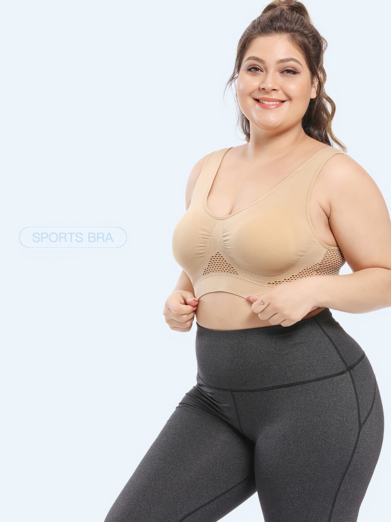 Sömlös sport-bh plus size – andningsbar med push-up & uttagbara inlägg