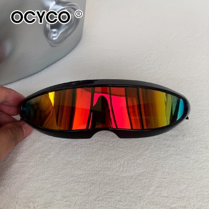 Futuristiska sci-fi glasögon – unisex med spegellinser & bred ram