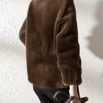 Damjacka röd – mjuk fuskpäls med dragkedja