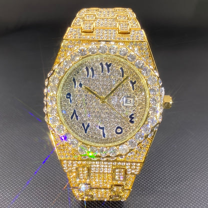 Klocka Magnus (herrklocka i guldfärg med strass & datumvisning)