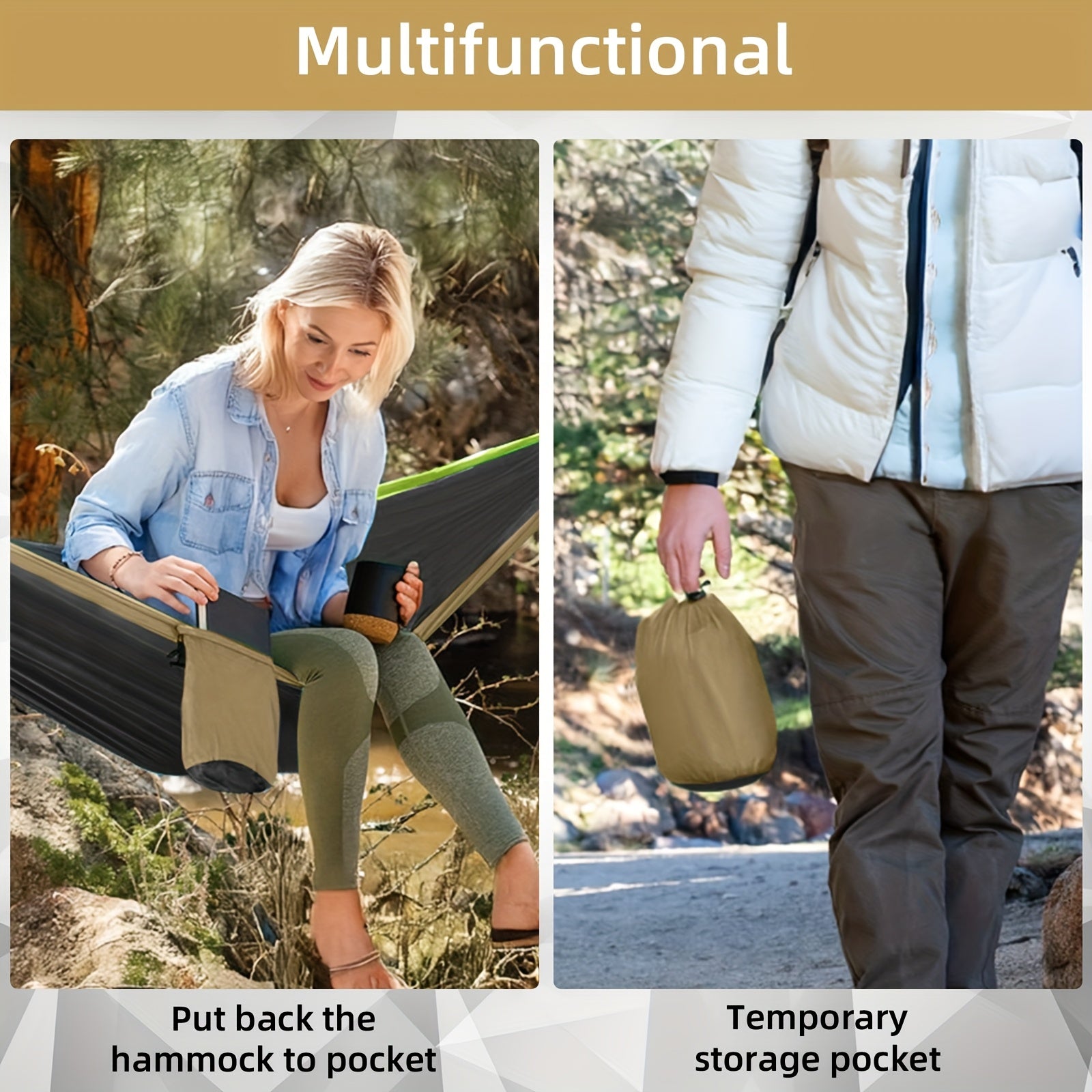 Extra Stor Camping Hängmatta – 3x2 m med Tillbehör