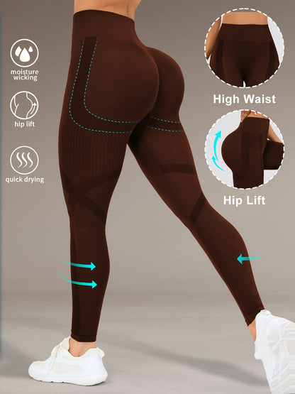 Höga Träningstights med Push-Up Effekt – Perfekta för Gym & Yoga