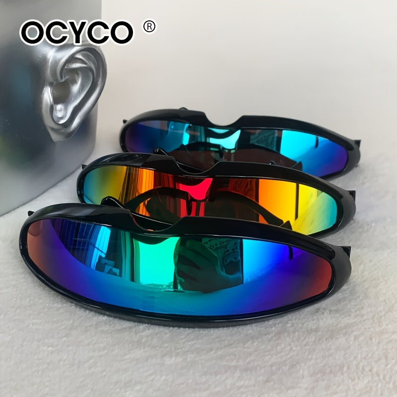 Futuristiska sci-fi glasögon – unisex med spegellinser & bred ram