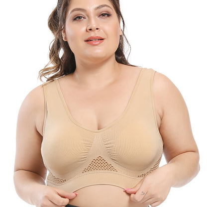 Sömlös sport-bh plus size – andningsbar med push-up & uttagbara inlägg
