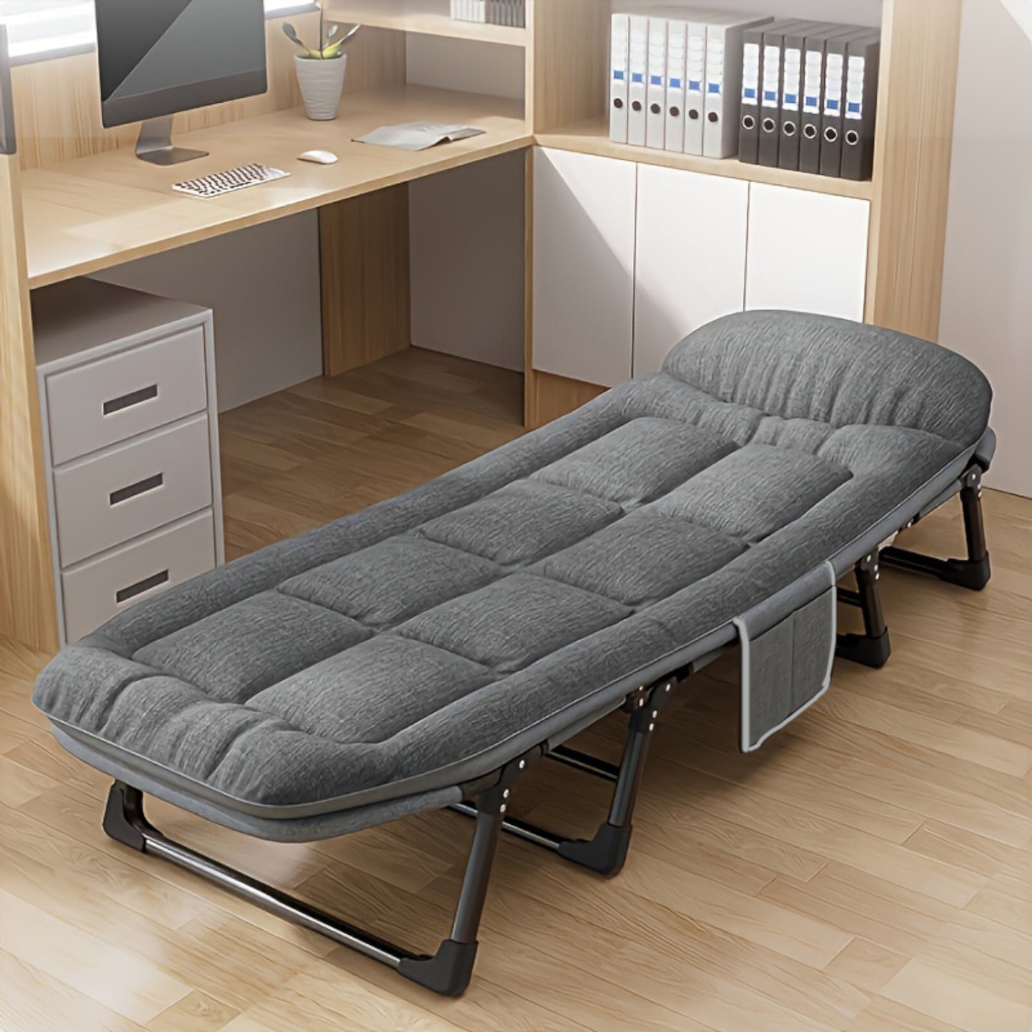 Portabel Fällbar Säng – Inbyggd Madrass, Grå