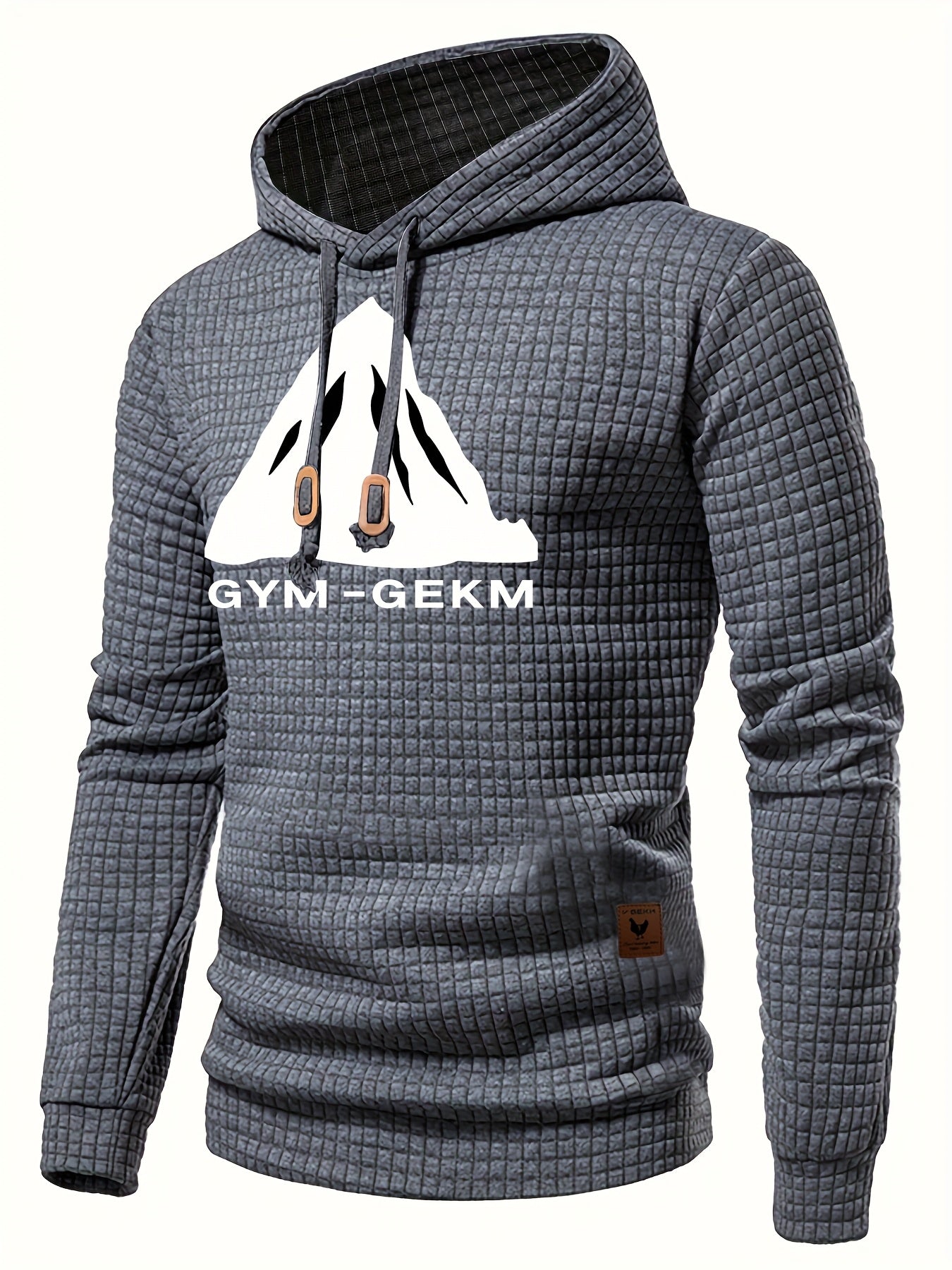 Bohemisk hoodie herr – rutigt långärmad pullover med orange detaljer