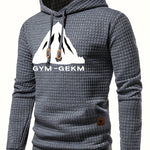 Bohemisk hoodie herr – rutigt långärmad pullover med orange detaljer
