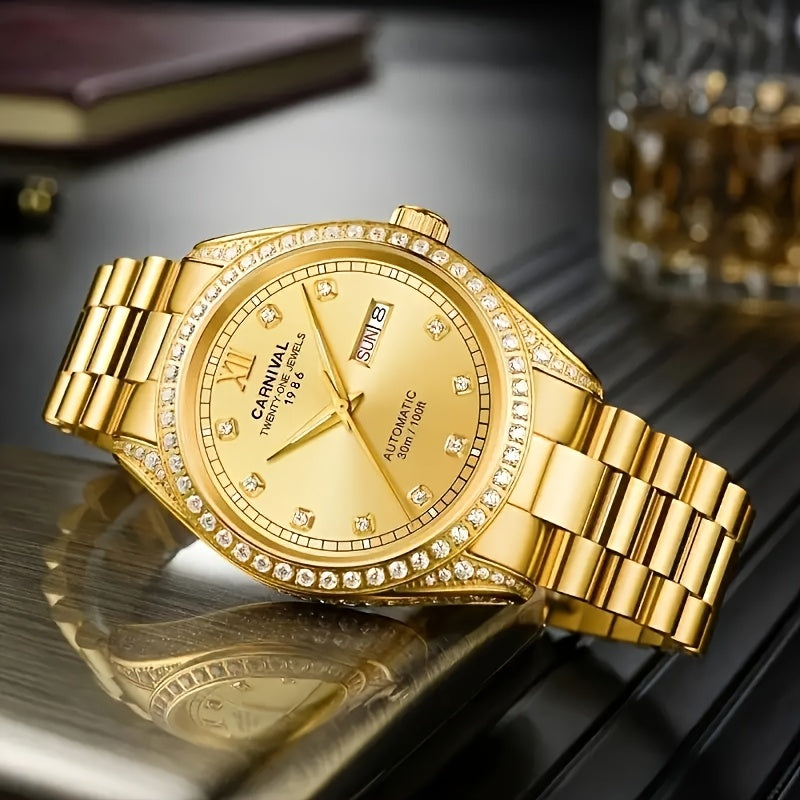 Anders-kello (automaattinen miesten kello kalenterilla ja läpinäkyvällä takakannella)