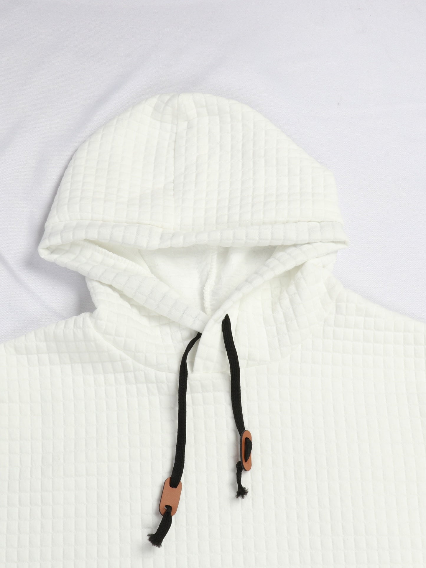 Bohemisk hoodie herr – rutigt långärmad pullover med orange detaljer
