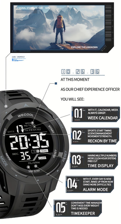 Sportklocka herr – digital med kronograf & LED