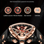 Klocka Per (herrklocka med polygonal design, kalender & nattbelysning)