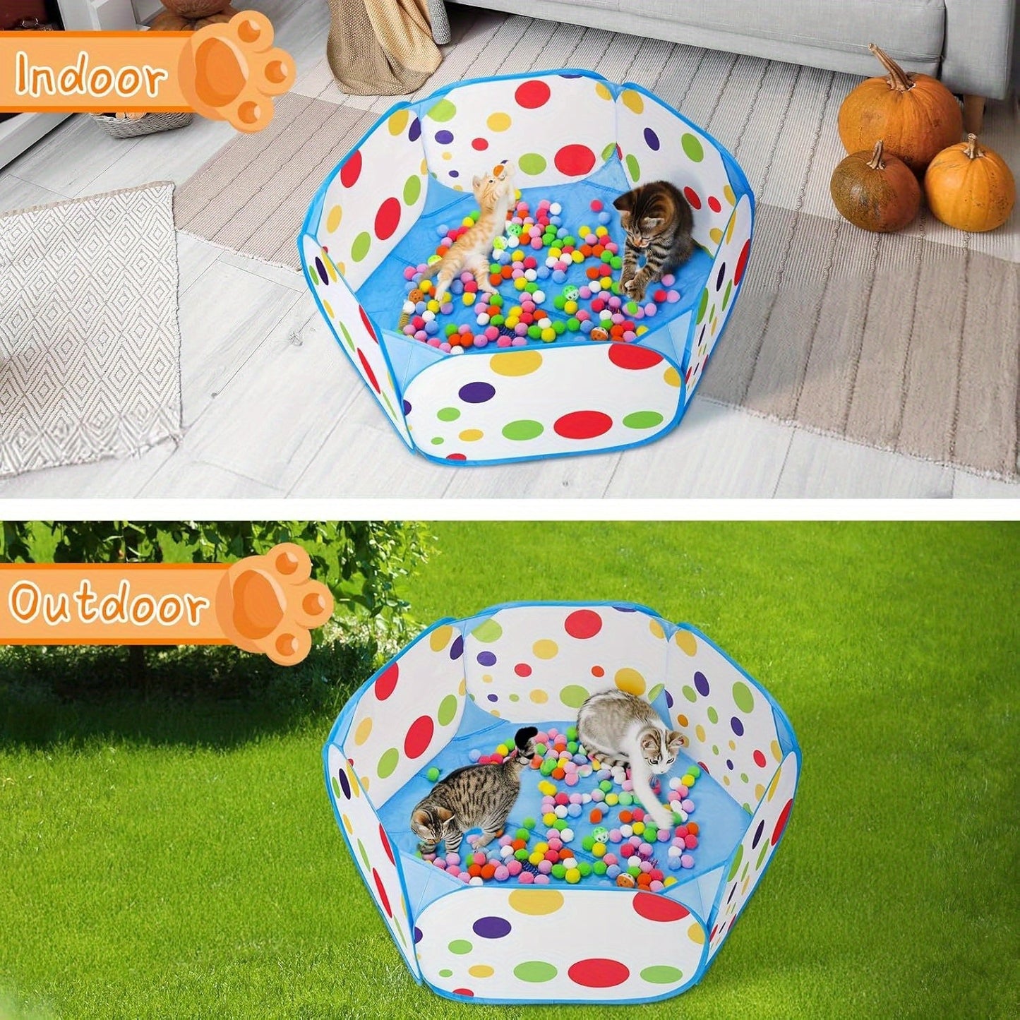 Kattbollhav med 12 Färgglada Bollar