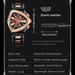 Klocka Per (herrklocka med polygonal design, kalender & nattbelysning)