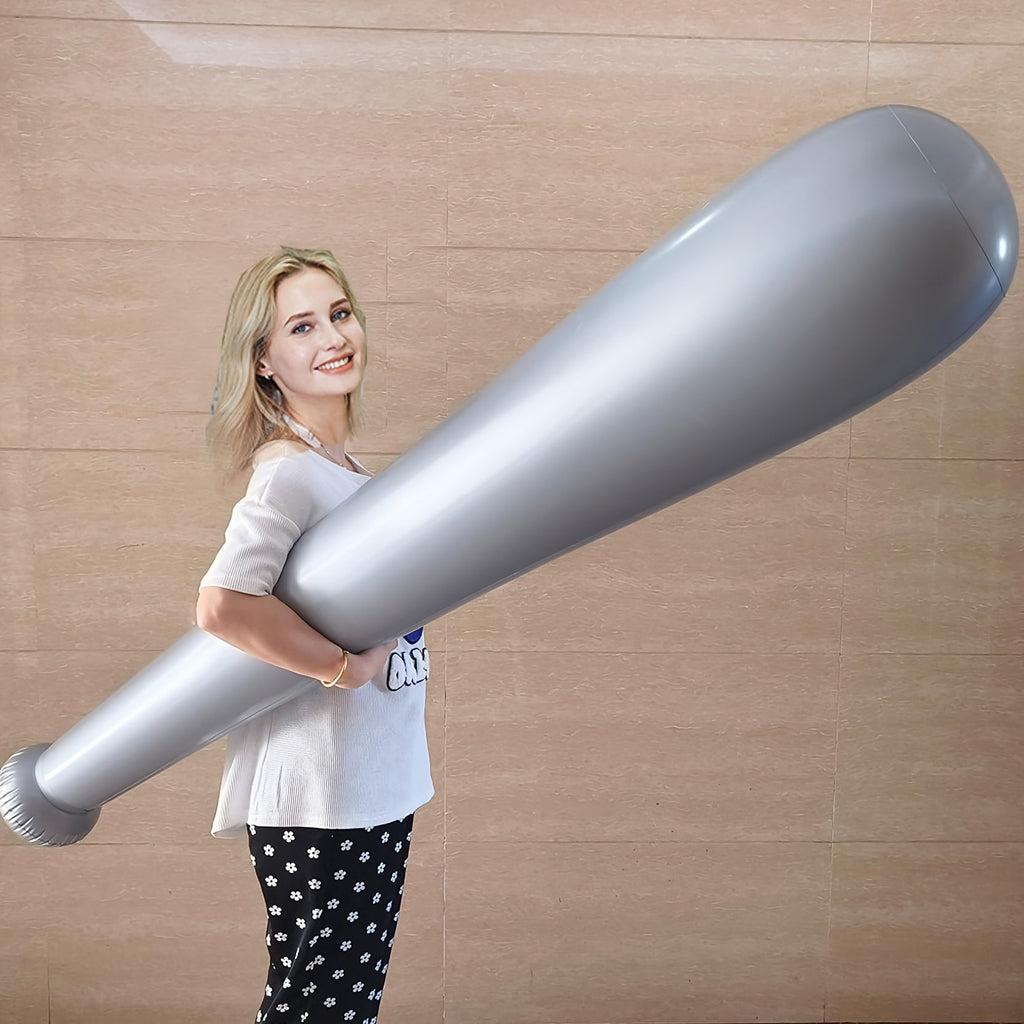 Kjempestor oppblåsbar baseballkølle, sølvfarget