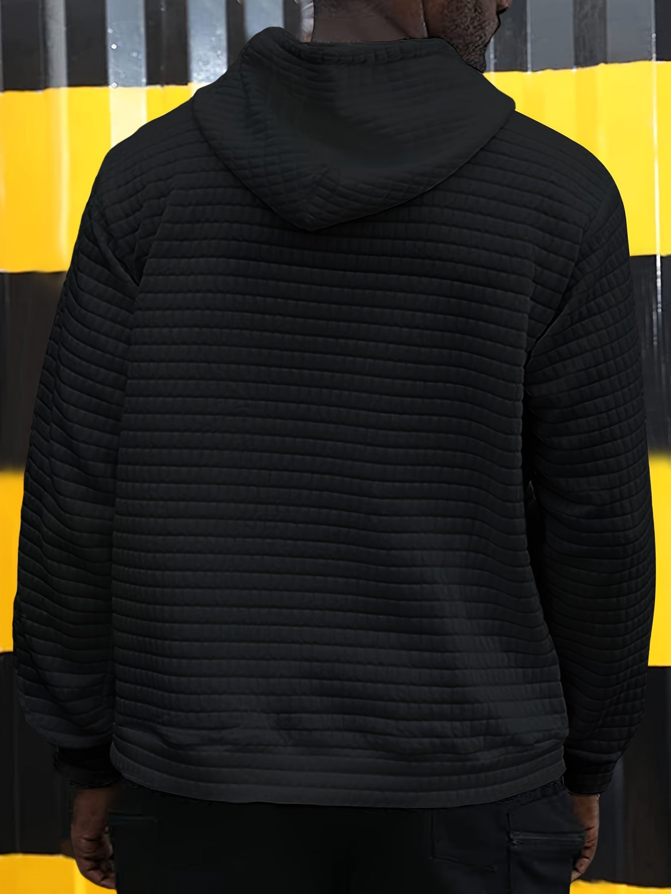 Bohemisk hoodie herr – rutigt långärmad pullover med orange detaljer