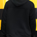 Bohemisk hoodie herr – rutigt långärmad pullover med orange detaljer