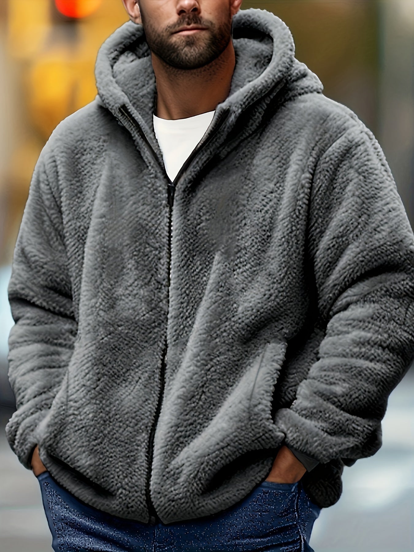 Herrjacka hoodie – fleecefodrad varm höst/vinter