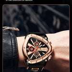 Klocka Per (herrklocka med polygonal design, kalender & nattbelysning)